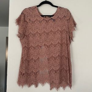 Pink Lace Top With Open Back Size 2X